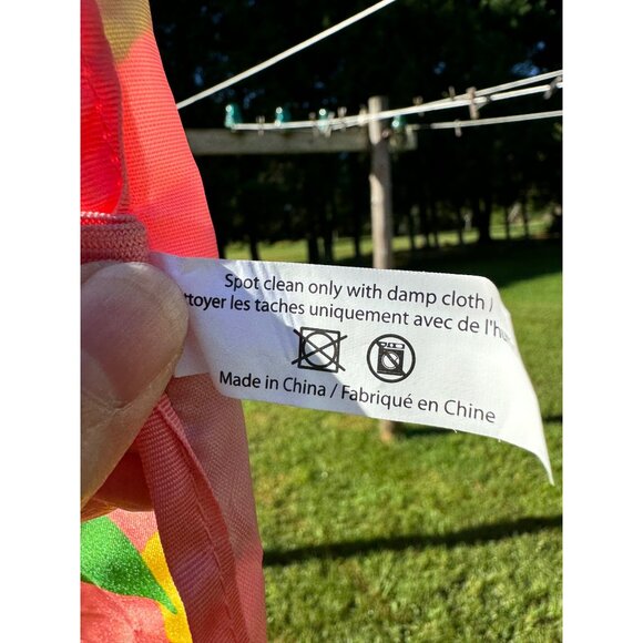 Kate Spade New York Pink Lemon Print Picnic Blanket Sheet With Striped Carrying - Picture 7 of 7